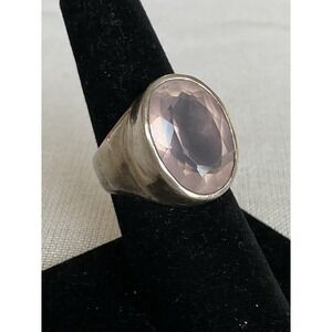 Vintage Signed Starborn 925 Sterling Silver Rose Quartz Ring Size 7